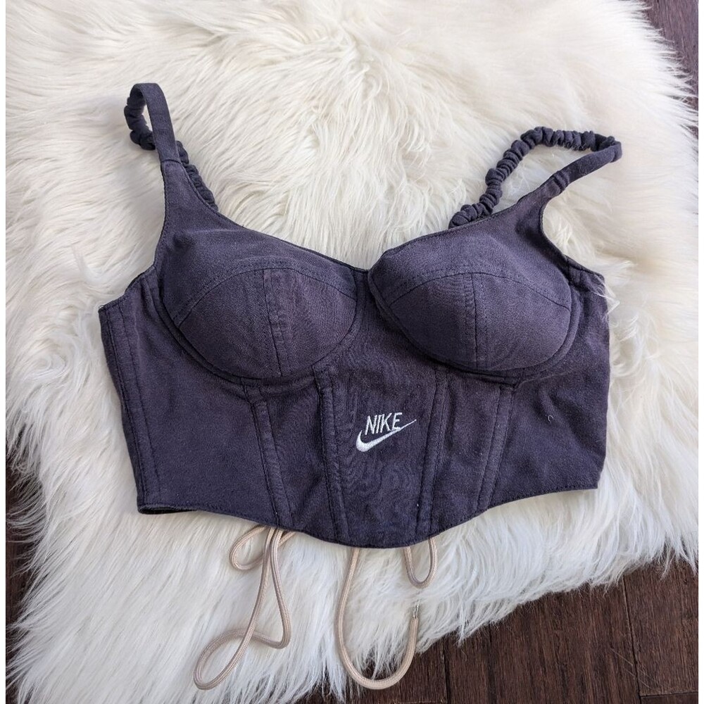 Nike Reworked Remade Crop Corset Tank Top Swoosh streetwear sporty boning S/M